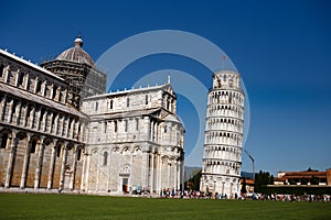 View of a leaning Tower of Pisa, Italy. Horizontal view