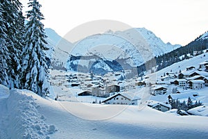 View of Lech and Austrian Alps