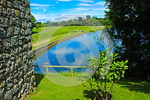 View of Leeds Castle moat United Kingdom