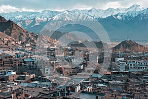 View of Leh city, the capital of Ladakh, Northern India.