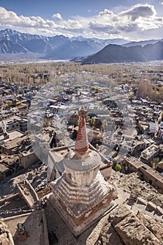 View of Leh city, the capital of Ladakh, Northern India.