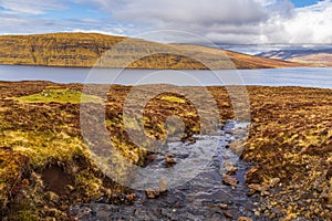 View of the Leitisvatn Lake, Faroe Islands