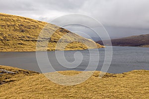 View of the Leitisvatn Lake, Faroe Islands