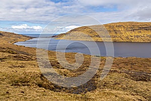 View of the Leitisvatn Lake, Faroe Islands