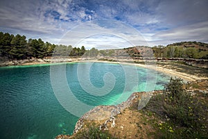 View of the Lengua lagoon in the Lagunas de Ruidera, Albacete, Castilla La Mancha