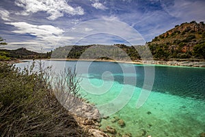 View of the Lengua lagoon in the Lagunas de Ruidera, Albacete, Castilla La Mancha photo