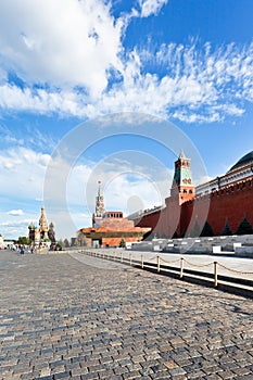 View of lenin mausoleum and kremlin wall