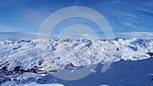 View on Les Trois Vallees, France and valley from above