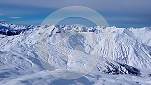 View on Les Trois Vallees, France and valley from above