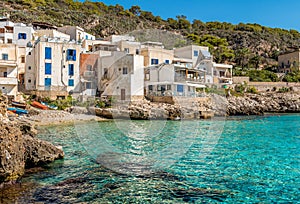 View of Levanzo Island, is the smallest of the three Aegadian islands in the Mediterranean sea of Sicily, Italy