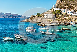 View of Levanzo Island, is the smallest of the three Aegadian islands in the Mediterranean sea of Sicily, Italy