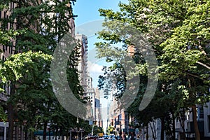 View of Lexington Avenue from Gramercy Park in Manhattan New York City