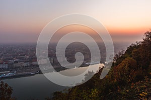 View of the Liberty Bridge and the Pest side of the embankment in Budapest, Hungary