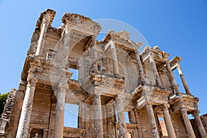View of The Library of Celsus at famous ancient Greek city called `Ephesus`