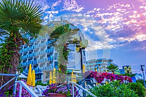 View of Lido Di Jesolo resort on sunrise Italy