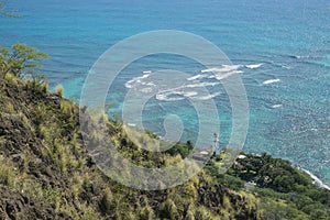 View of lighthouse below Diamondhead O`hau Hawaii