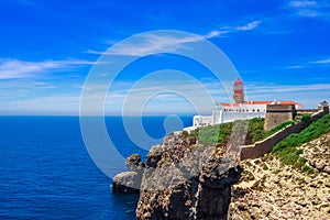 View on lighthouse of Cabo Sao Vicente, Sagres, Portugal