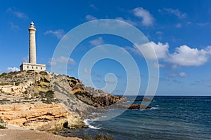 View of the lighthouse at Capo Palos in Murcia in southeastern Spain photo