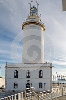 View of the lighthouse in Malaga, Spain