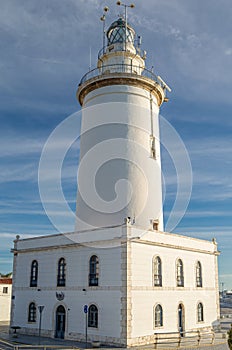 View of the lighthouse in Malaga, Spain