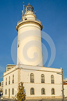 View of the lighthouse in Malaga, Spain