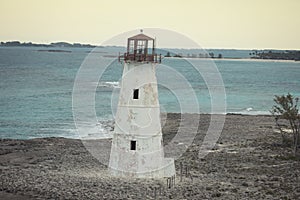 View of lighthouse in Nassau, Bahamas in the Caribbean sea