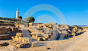 View of lighthouse and Paphos Archaeological Park