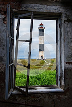 View of the lighthouse through the windows