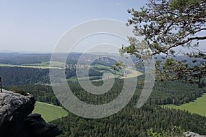View from the Lilienstein mountain to Rathen in Saxon Switzerland