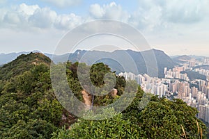 View of Lion Rock and New Kowloon in Hong Kong