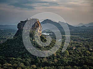 View on Lions Rock Sigiriya from opposite Rock Pidurangala