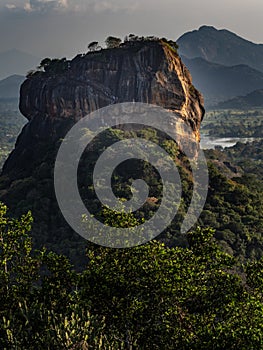 View on Lions Rock Sigiriya from opposite Rock Pidurangala