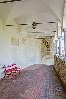 View of the lipomanno arcade leading to the castle of Udine, Italy....IMAGE