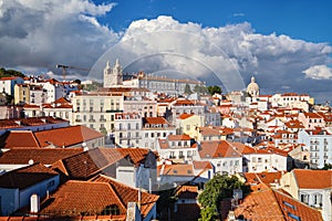View of Lisbon from Miradouro de Santa Luzia viewpoint. Lisbon, Portugal