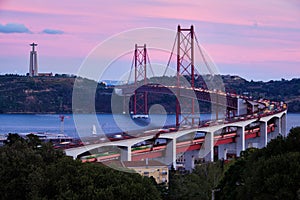 View of Lisbon from Miradouro do Bairro do Alvito viewpoint. Lisbon, Portugal