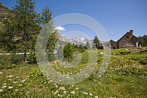 View of little alpine village near Devero lake in Piedmont