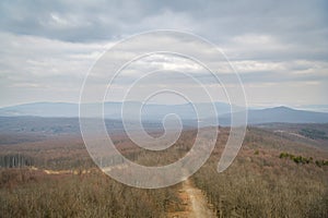 View on Little Carpathians mountain range from top of Velka Homola peak