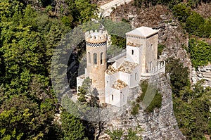 View of little castle Torretta Pepoli in Erice, province of Trapani in Sicily. photo