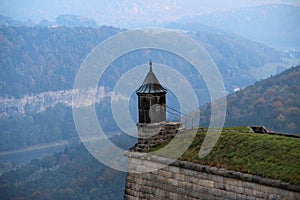 View on a little steeple with a wide view on the landscape in dresden sachsen germany