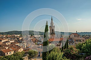 View of the lively and gracious town of Draguignan from the hill of the clock tower.