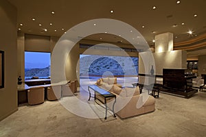 View of living room with big window in luxury house