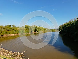 View of the Llobregat River near its mouth in the Mediterranean