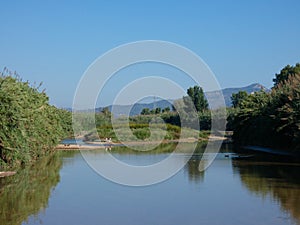 View of the Llobregat River near its mouth in the Mediterranean