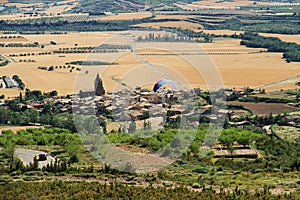 View of Loarre village in Aragon from the Castle of Loarre. photo