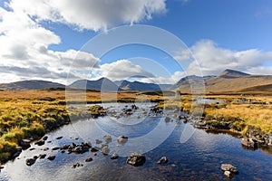 The view of Loch Ba from road A82 in Highlands, Scotland in Autumn season