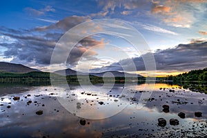 View of Loch Morlich at dusk