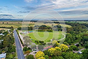 View of Lochiel Street Reserve oval in Orbost, Victoria, Australia.