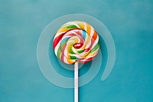 view Lollipop on kitchen table, colorful and sweet confectionery captured tastefully