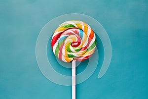 view Lollipop on kitchen table, colorful and sweet confectionery captured tastefully photo