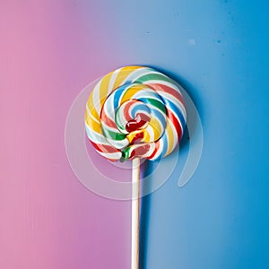 view Lollipop on kitchen table, colorful and sweet confectionery captured tastefully photo